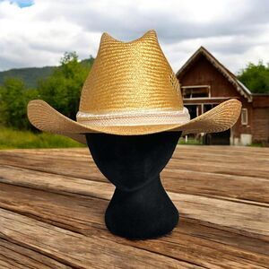 Vintage Eddy Bros Ranchman Straw Cowboy Hat Western Hat Made in USA Size 7 1/8